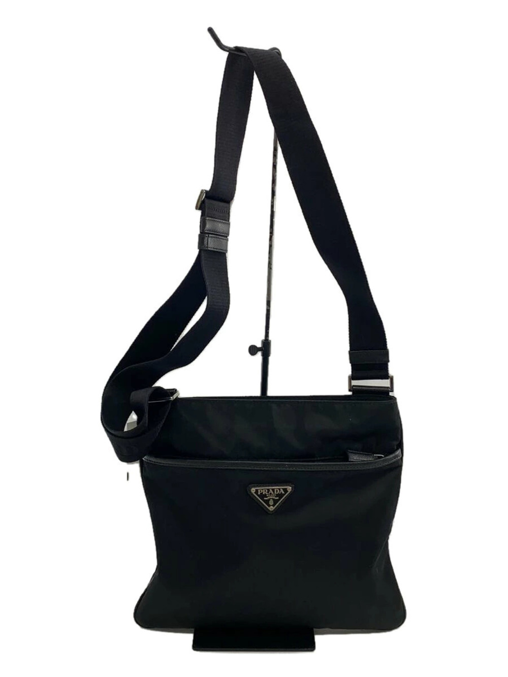 Prada Saffiano Leather Messenger Crossbody Bag Black